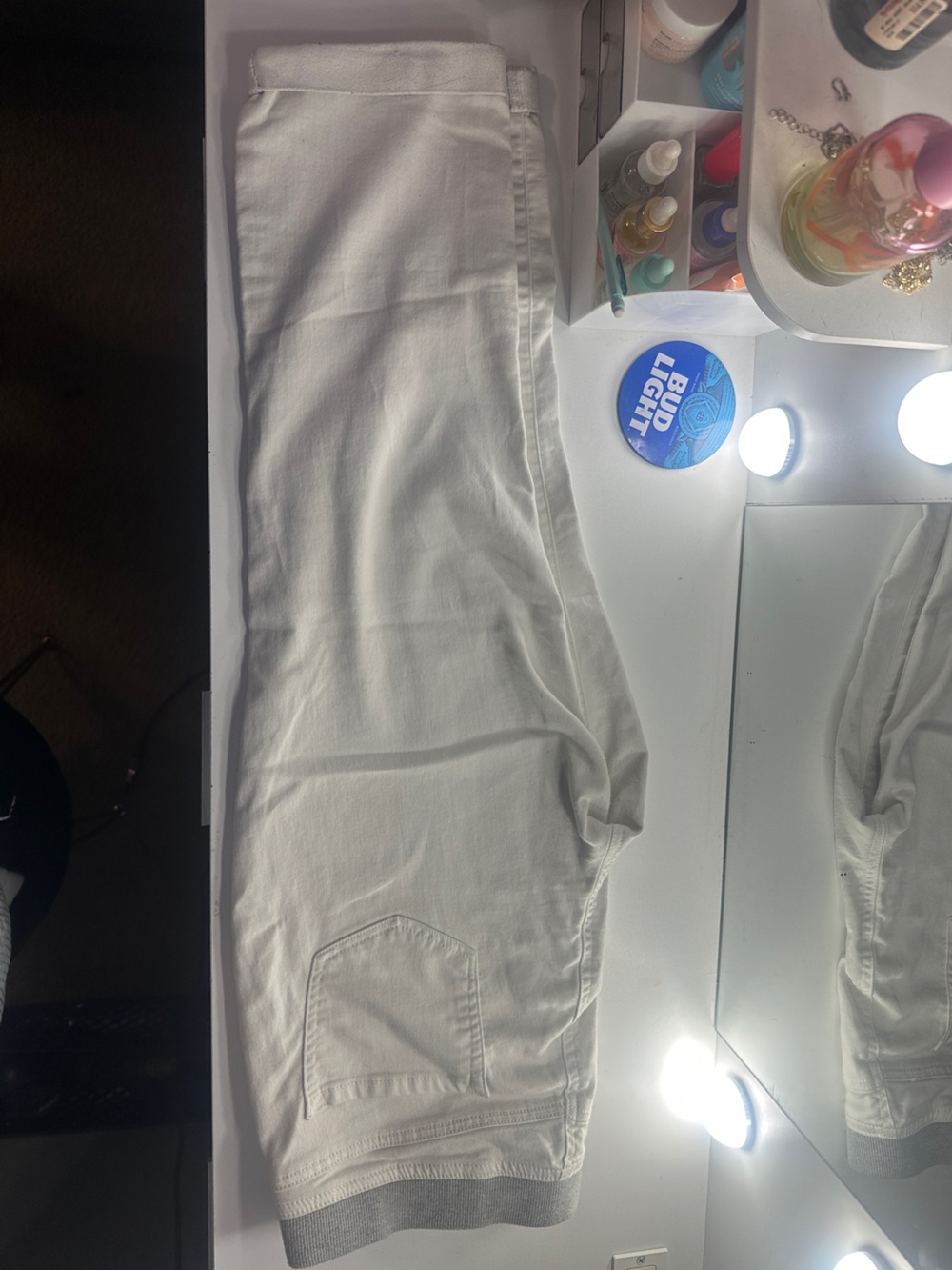 Womans White Knit-Waist Pants